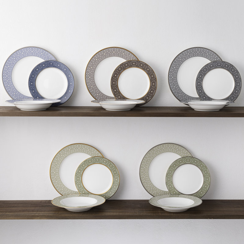 Assiettes plates Noritake Infinity, 11 po, Vert / platine