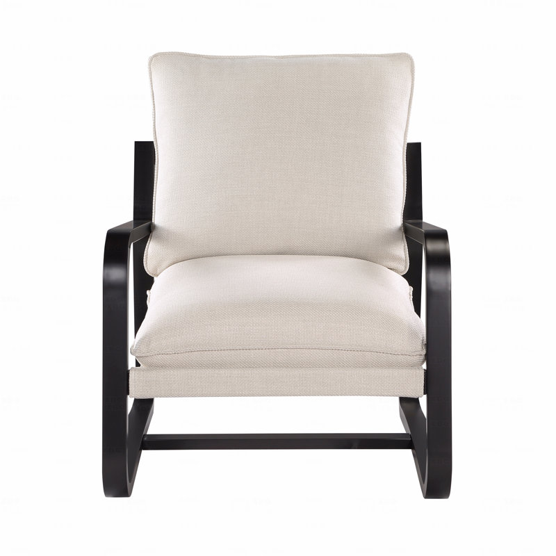 Chaise de salle à manger Blaire revêtue de tissu avoine avec structure en métal, Polyester beige