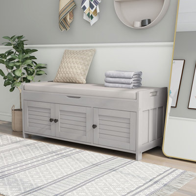 Banc de rangement avec 3 portes à volets