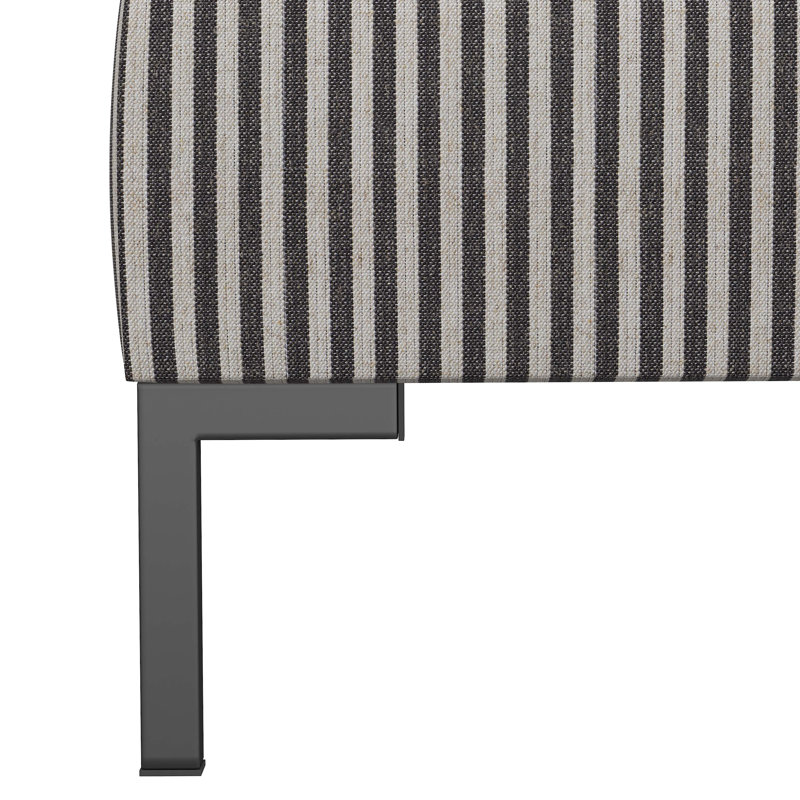 Lit plateforme tapissier Bilkis, Rayures Oxford taupe, Simple, Gris anthracite rayé Oxford