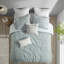 Édredon en coton double / grand - Rayures brodées de couleur naturelle et taies décoratives assorties à finition de couette pour lit