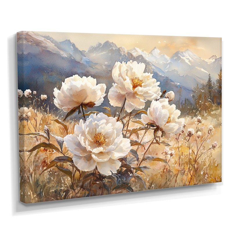 Gesinus pivoines dans la prairie de montagne III - pivoines, art mural, H 24 po x l 32 po, Toile tendue, Ne s’applique pas