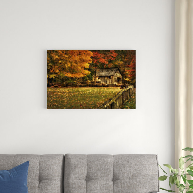 Automne au moulin, H 20 po x l 30 po x P 1 po