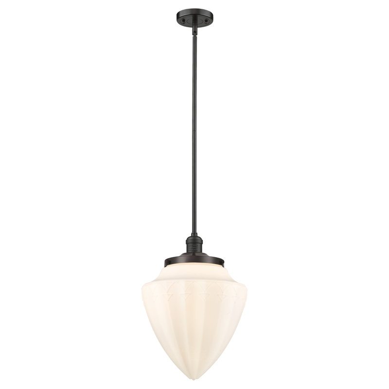 Luminaire suspendu géométrique unique 1 lumière, Bronze frotté à l'huile, Blanc mat