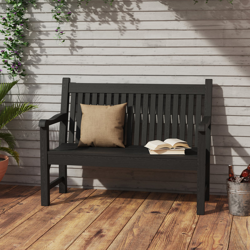 Banc d'extérieur toutes saisons - Mobilier de jardin en poly, Noir