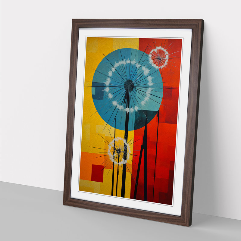 Dandelion Constructivism - Framed Print, Walnut Framed, 64cm H x 46cm W