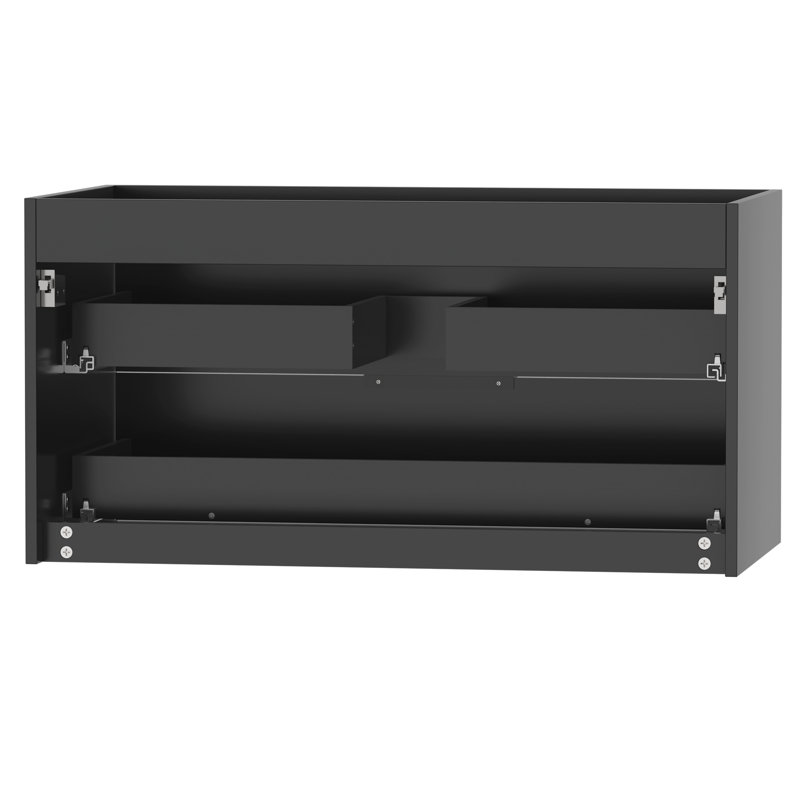 36" Modern Wall Mounted Bathroom Vanity Base Only without Sink Top, Soft-close Drawers, Eco-friendly Hand Paint, Black