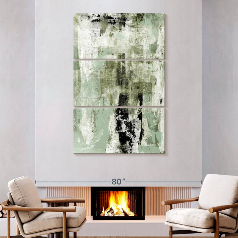 Avery Sage Green Abstract, 74" H x 48" W