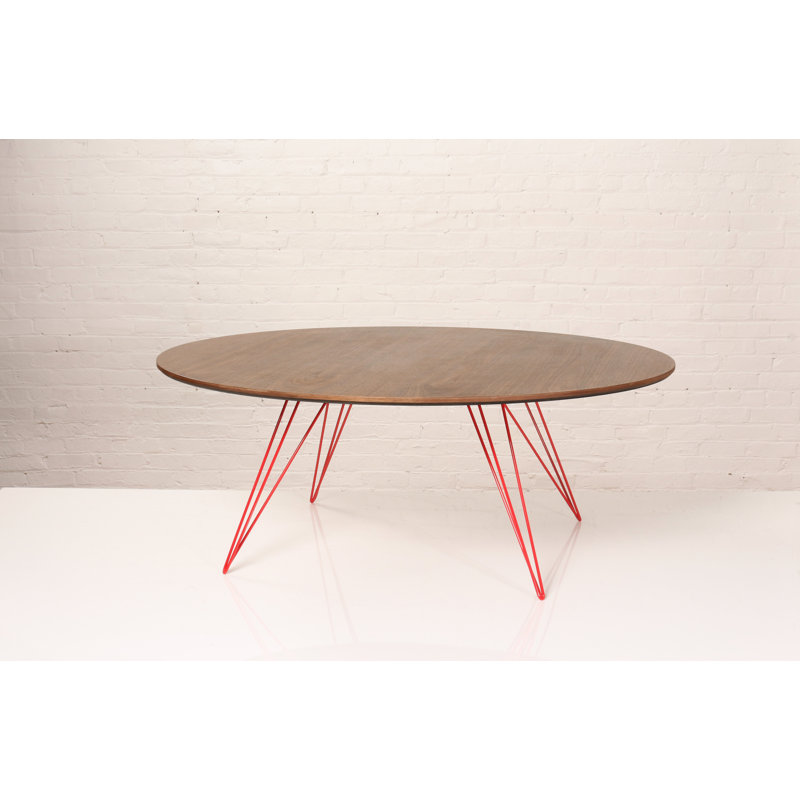 Williams Single Coffee Table, 18" H x 46" L x 46" W, Rose Copper, Walnut