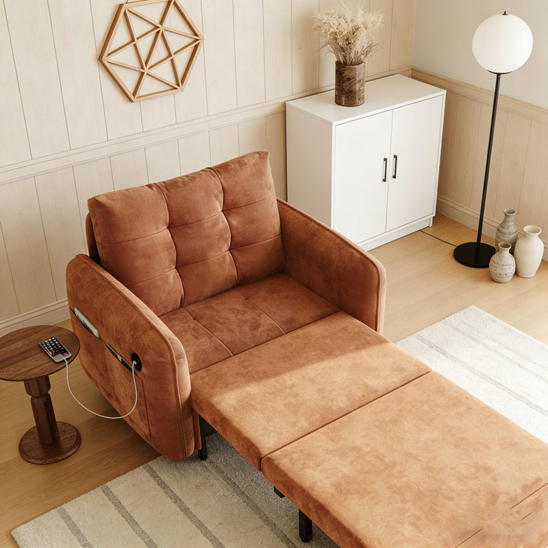 3-in-1 Sleeper Chair Bed, Orange
