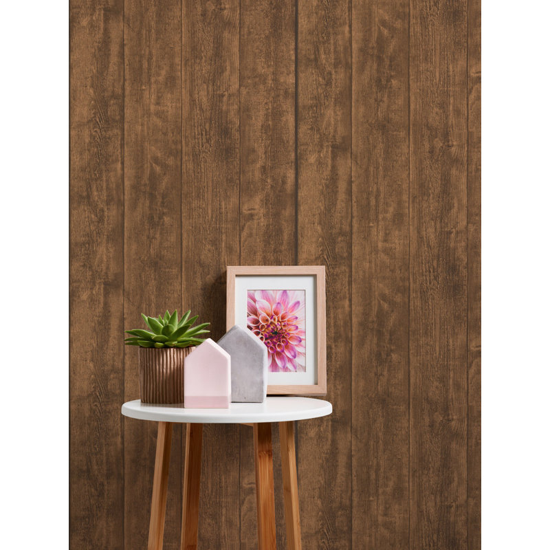 Rouleau de papier peint effet bois brun rétro Woods and Wicker Collection