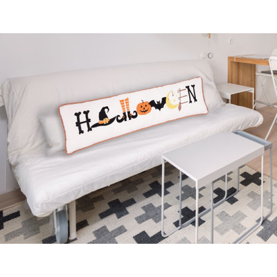 24" x 6" Halloween Embroidered Throw Pillow