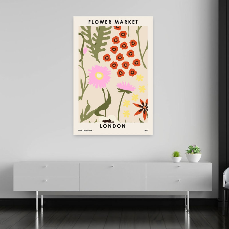 Art contemporain, art floral, H 60 po x l 40 po
