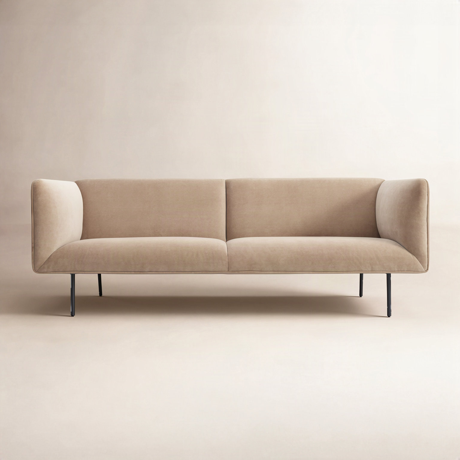 Dandy Upholstered Sofa, 32" H x 86" W x 37" D, Camel Velvet Polyester Blend