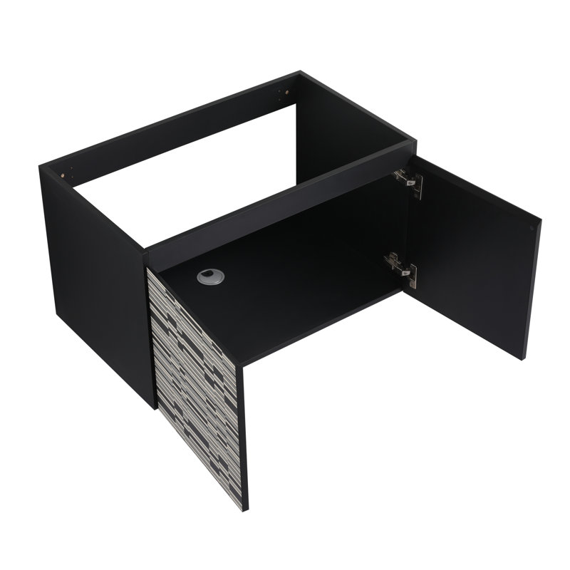 Élégant meuble-lavabo mural flottant de 30 po avec lavabo en céramique et porte d'armoire à fermeture en douceur inclus