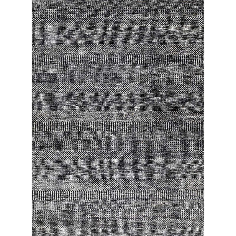 Tapis gris anthracite noué à la main, Rectangle de 10 pi x 14 pi