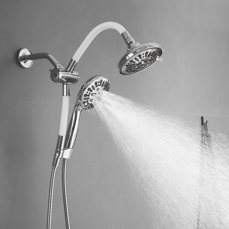 Single-Handle 8-Spray Dual Shower Faucet Set Trim Kit 1.8 GPM With Valve In, Polished Chrome