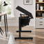 Table à dessin réglable noire avec 3 tiroirs, bureau en MDF inclinable, structure en métal et tabouret