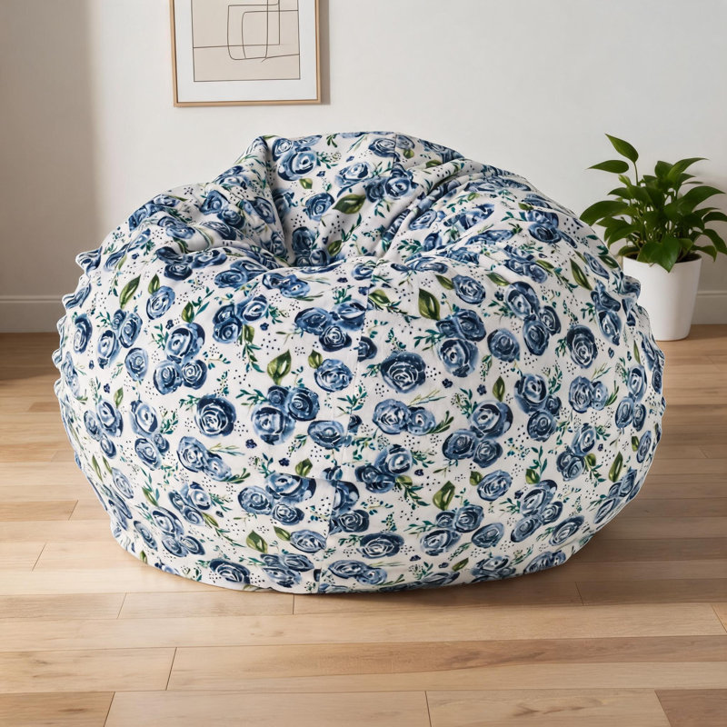 Fauteuil à billes arrondi simple en mousse bleu 3 pieds