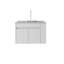 Meuble-lavabo suspendu de 76 cm avec lavabo, porte à fermeture amortie, comptoir et dosseret en marbre synthétique blanc granité de 5 cm, contreplaqué