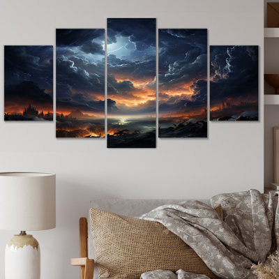 Storm Tempest Symphony I - Landscapes Canvas Art Print - 5 Panels