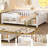 Full bed with built-in bookshelf and high-quality safety guardrail,White-588674963-588674962