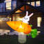 Lapin gonflable sur fusée carotte géante