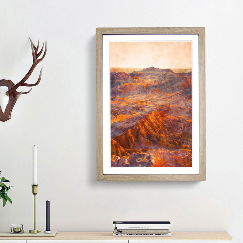 San Pedro de Atacama Desert in Chile 1 Piece Single Picture Frame Wall Art on MDF, 87cm H x 62cm W x 2cm D, Oak Framed