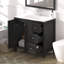 Meuble-lavabo 35,5 po, noir, lavabo en résine, tiroirs à fermeture en douceur, eau texturée, rangement facile, surface d'eau, installation facile