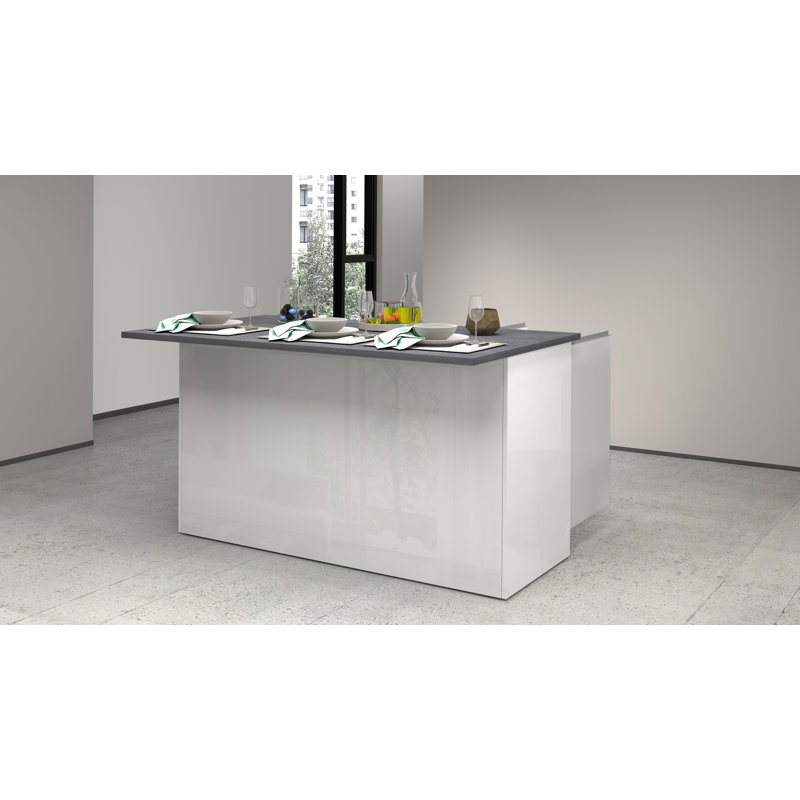 Pameal Wood Kitchen Island, White, Grey