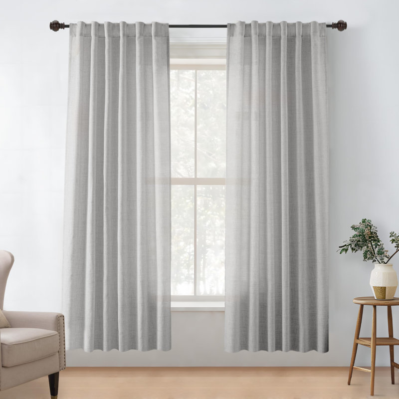Janie Rod Pocket Semi-Sheer Curtain Panel Pair, 52" W x 84" L, Gray