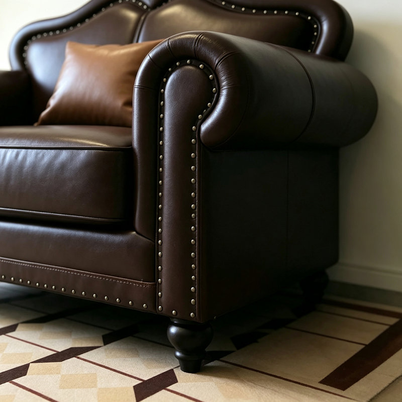 American-style light luxury leather sofa