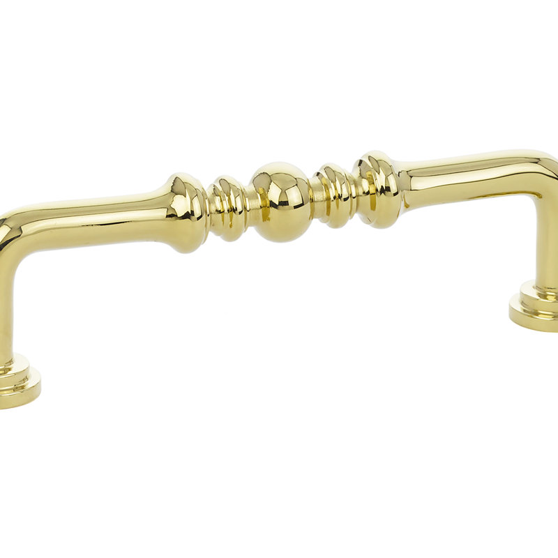 Spindle 6" Center to Center Bar Pull, Polished Brass, 4"