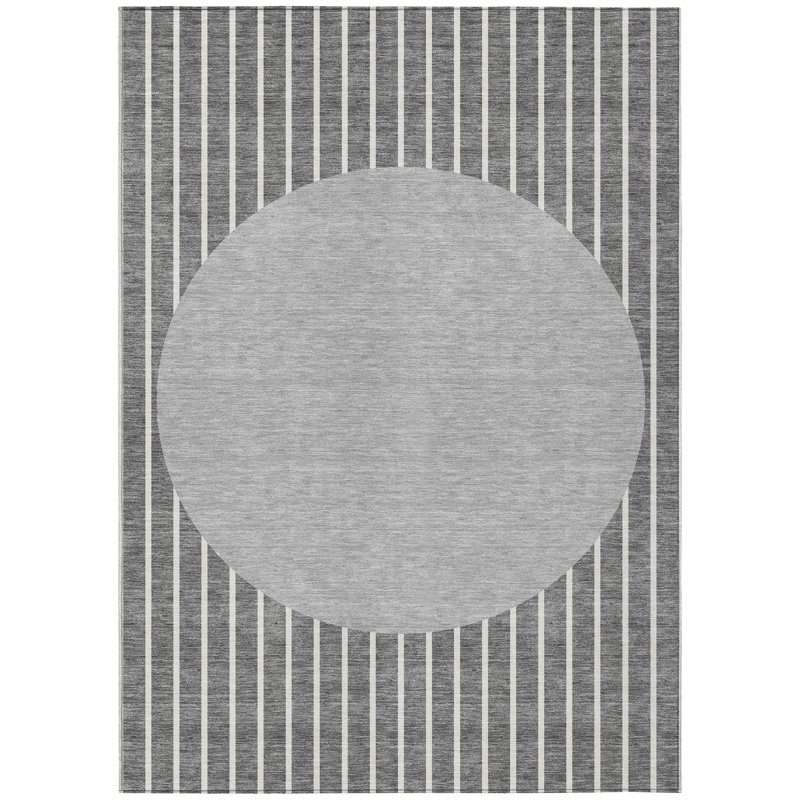 Ember Gray Washable Indoor-Outdoor Rug - , 3' x 5'