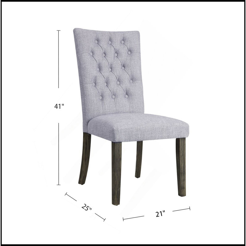 Ensemble de 2 chaises d'appoint rembourrées en lin gris, finition chêne gris
