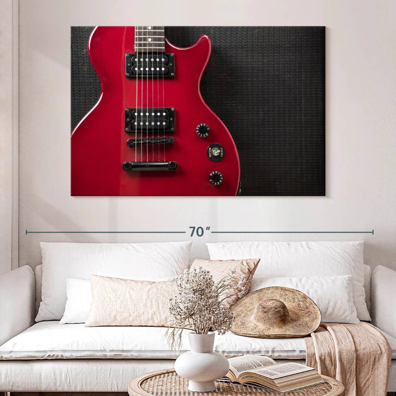 Guitare électrique Abarca Shiny Red, H 34 po x l 51 po