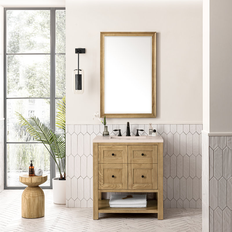 Breckenridge 30'' W Single Vanity, Carrara White, 8" Widespread, Light Natural Oak
