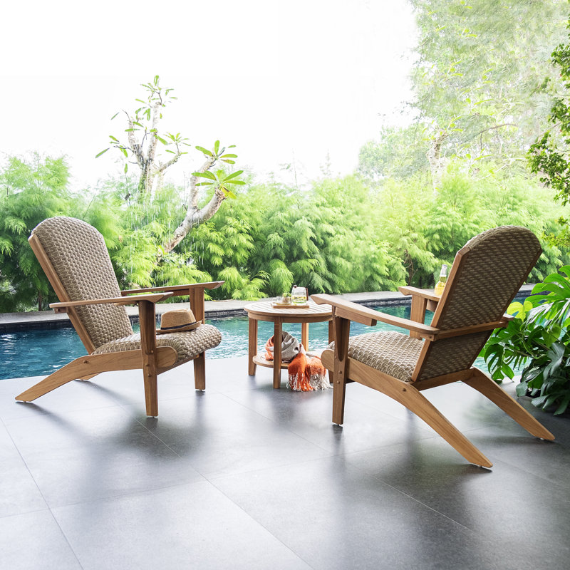 Bristol 2 - Person Teak Outdoor Seating Group Free Patio Cover, 3 Pcs: 2 Chairs, Table