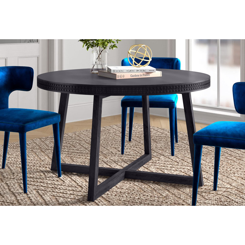 Cassilyn Round Solid Wood Dining Table, Black Charcoal