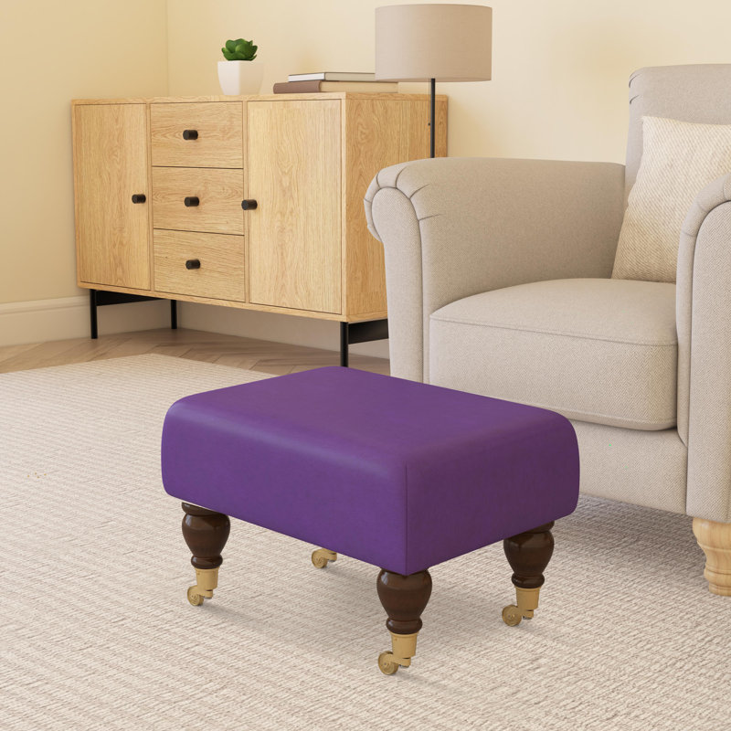 Acierno Mahogany Wood Caster Leg - Faux Leather, Blackcurrant Purple, Brown