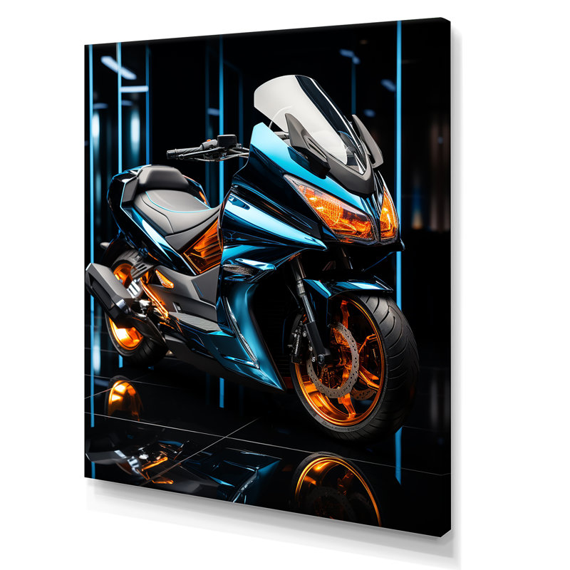 Scooter électrique bleu, Toile tendue, H 32 po x l 16 po x P 1 po
