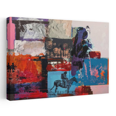 Colorful Mixed Media Figures Abstract Bold Colorful Wall Art Print