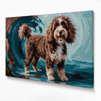 «Dogs Barbet», art mural sur toile noire