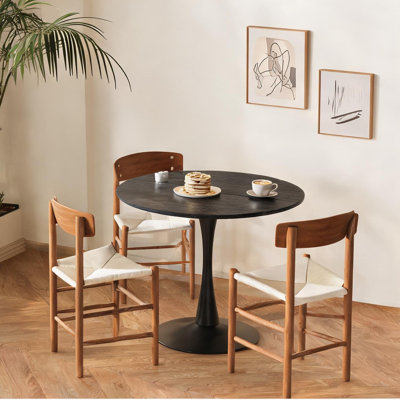 Table de salle à manger noire de 39,4 pouces avec cadre en métal, pour salle à manger, noire, 39,4 pouces
