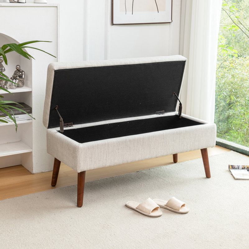 End Of Bed Storage Bench With Linen Upholstery - 43.3"X17.7 Bedroom 43.3" Wide X 17.7" Deep 18.9" High