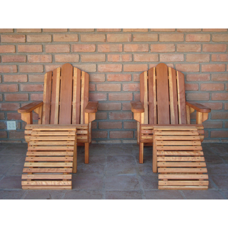 Benkley Redwood Adirondack Chair with Ottoman, Clear