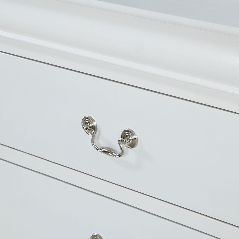 White Louis Philip 2-drawer Nightstand-white + Solid Wood, White