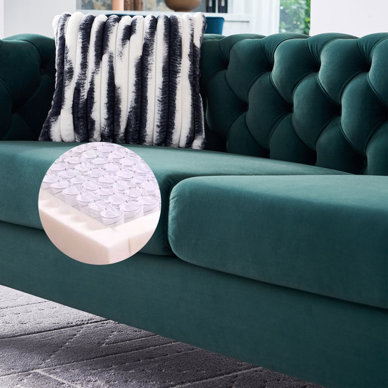 Latitude Run® Chesterfield Modern Tufted Velvet Living Room Sofa, 84.25 ...