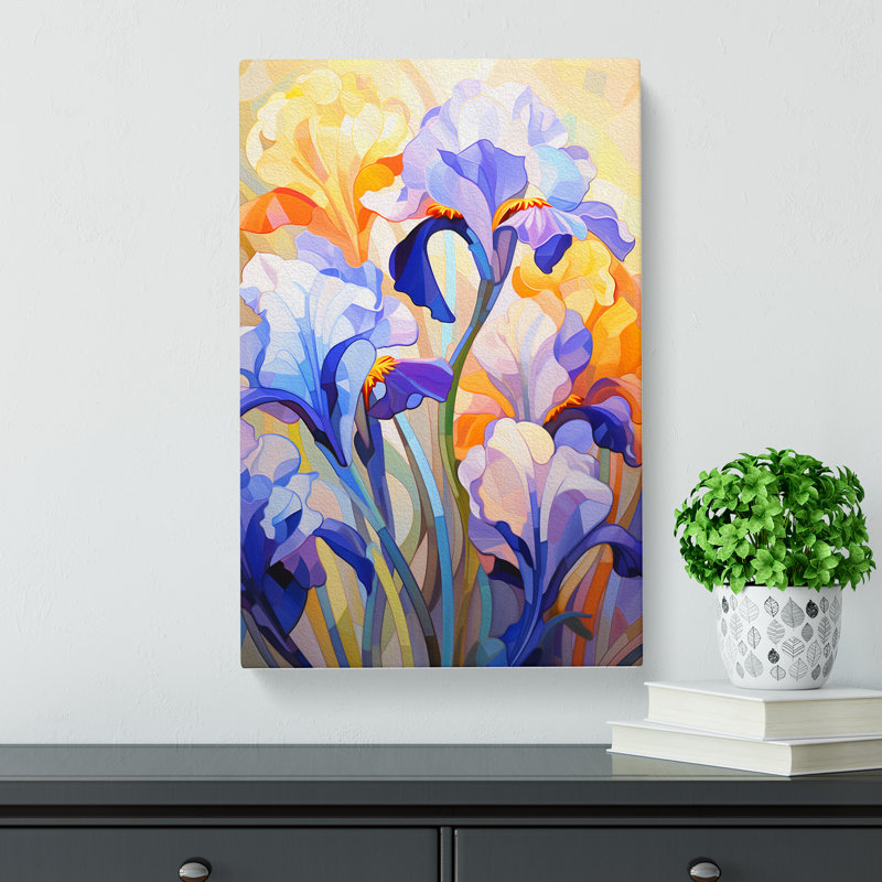 Iris Flower Orphism - Wrapped Canvas, 76cm H x 50cm W x 3cm D