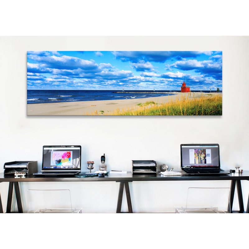 "Grand phare rouge panoramique, Holland, Michigan", reproduction de photo sur toile, H 12 po x l 36 po x P 1,5 po